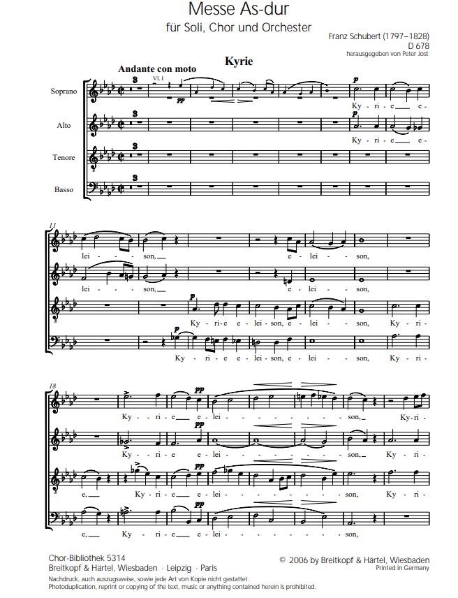 Mass in Ab Major, D.678 (Choral score)