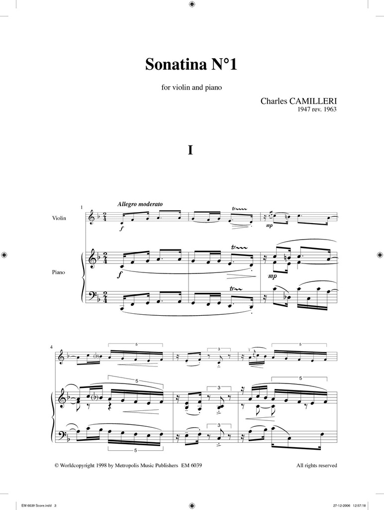 Sonatina no.1 for violin and piano