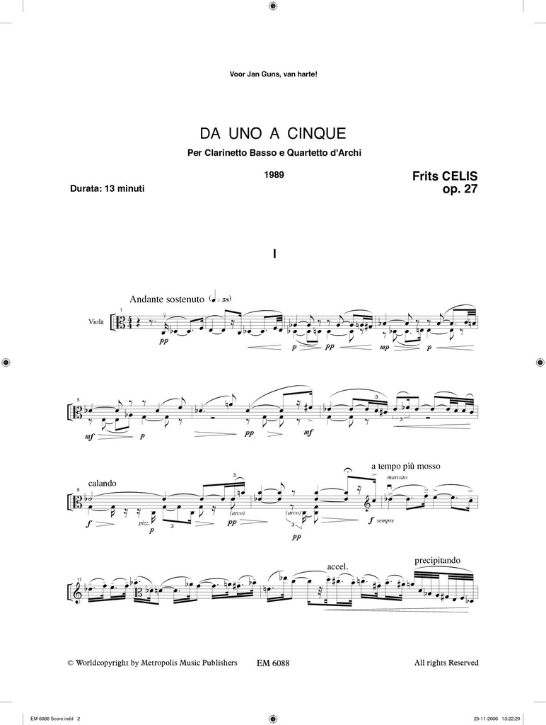 Da Uno a Cinque, Op.27