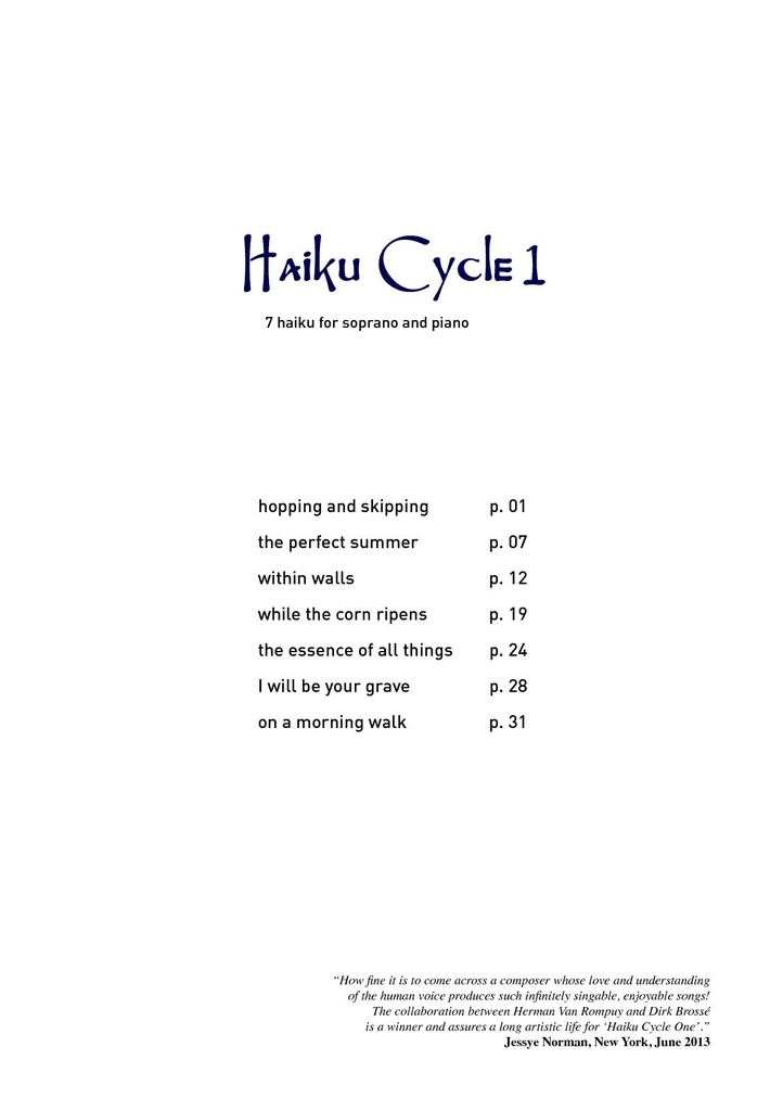 Haiku Cycle 1 - teksten Herman Van Rompuy