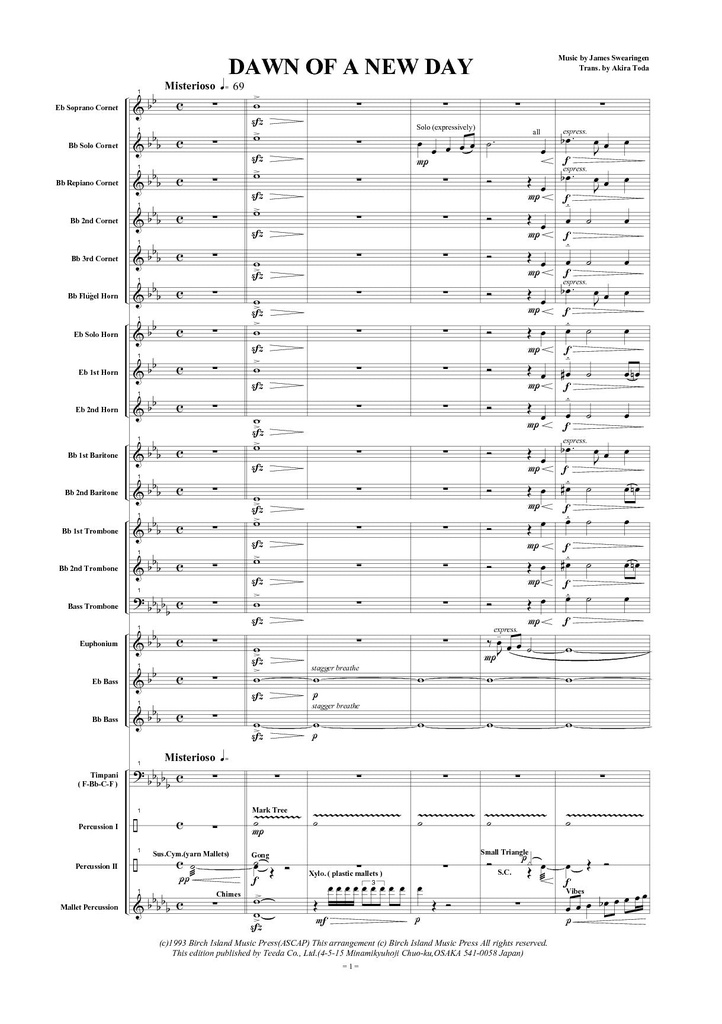 Dawn of a New Day (Score & parts)