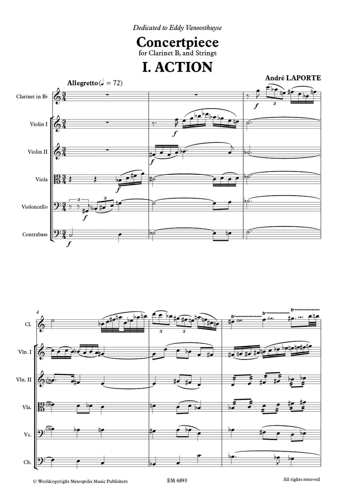 Concertpiece for Clarinet and Strings (Score & parts)