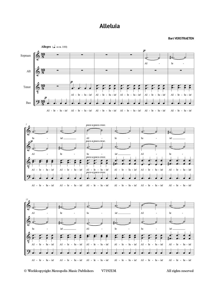 Alleluia (Choir set of 10 copies)