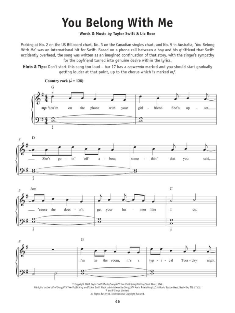 Really Easy Piano - Taylor Swift