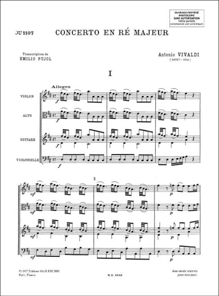 Guitar Concerto in D Major, RV.93 (Score & parts)