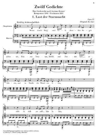 12 Gedichte, Op.35 Liederreihe nach Kerner (Low voice)