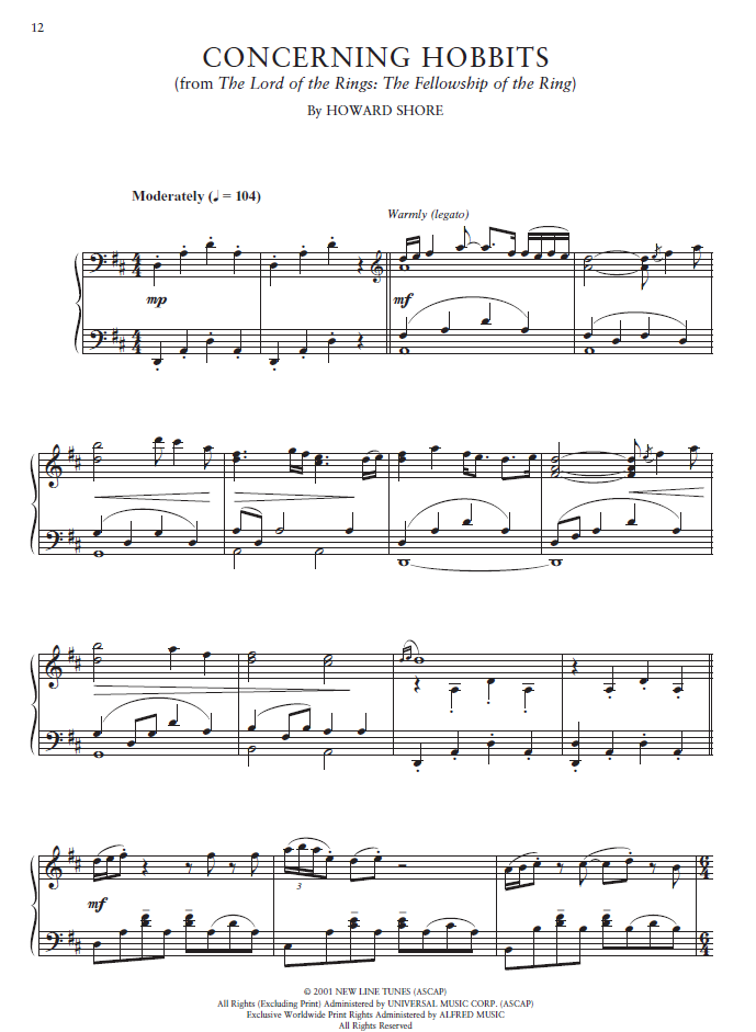 The Lord of the Rings and The Hobbit Piano Anthology