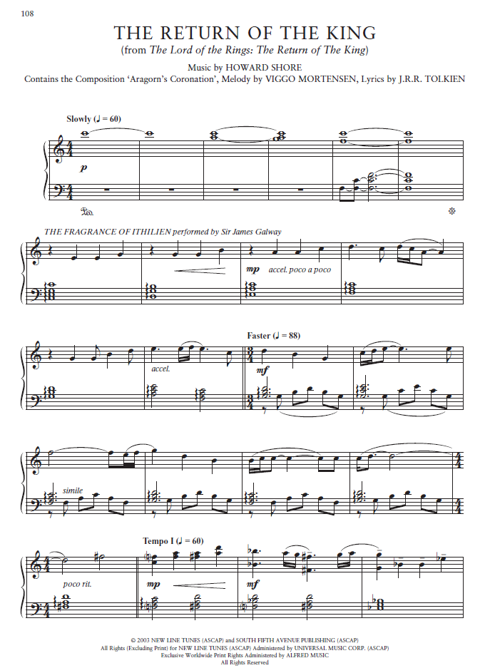 The Lord of the Rings and The Hobbit Piano Anthology