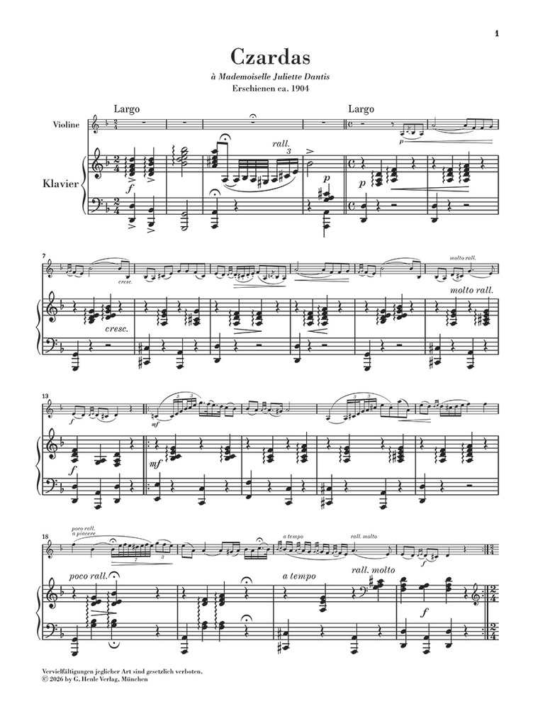 Czardas for Violin and Piano