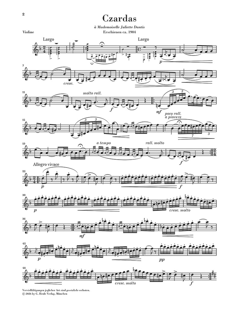 Czardas for Violin and Piano