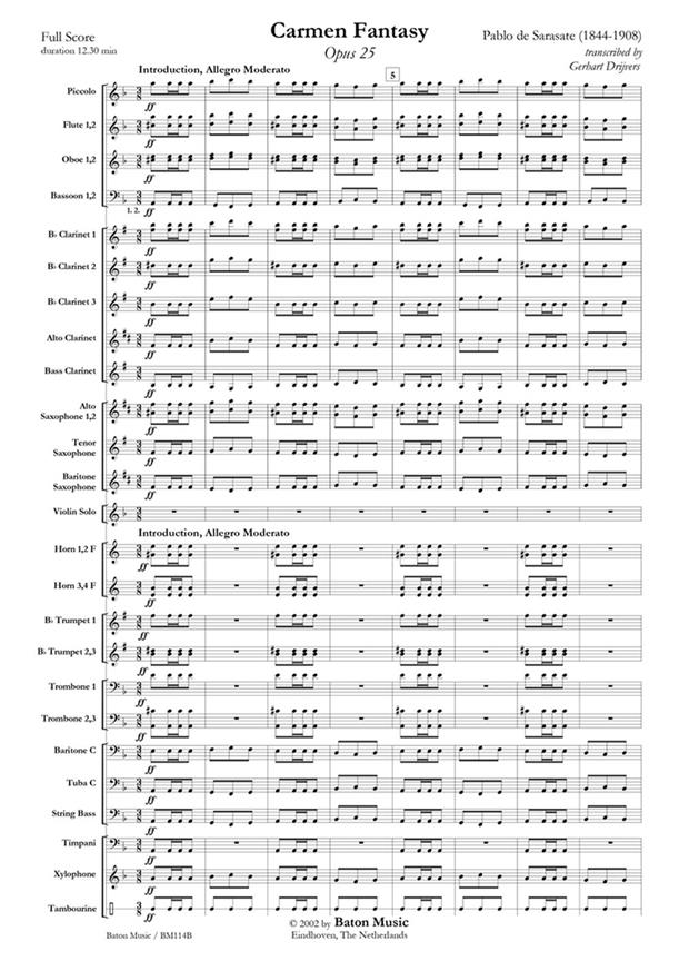 Carmen Fantasy for Violin & Orchestra (Set score & parts)