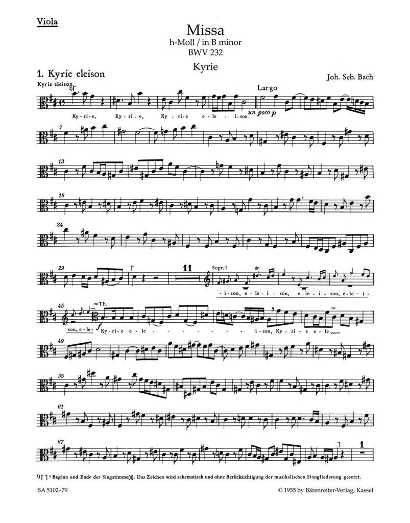 Messe h minor, BWV.232 (Viola part)