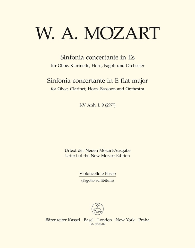 Sinfonia Concertante E-flat major, KV.Anh.I,9(297b) (Cello - Double bass)