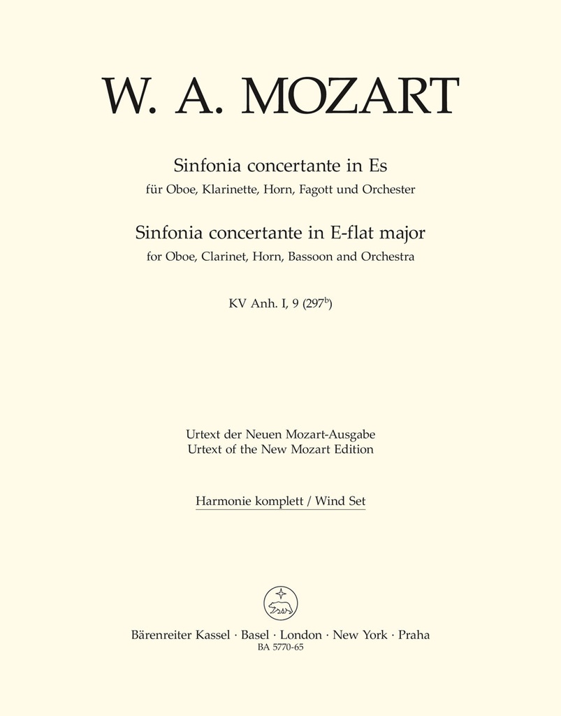 Sinfonia Concertante E-flat major, KV.Anh.I,9(297b) (Wind set)