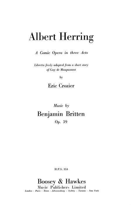 Albert Herring, Op.39 (Study score)