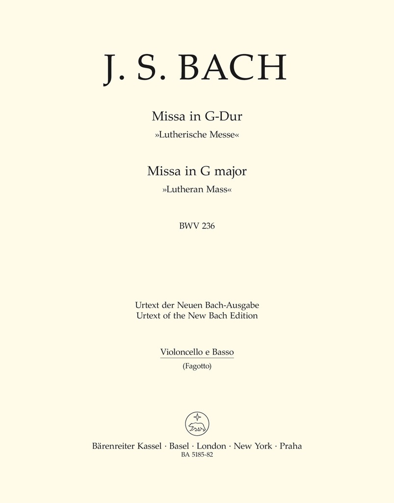 Mass G major, BWV.236 'Lutheran Mass 4' (Bass)