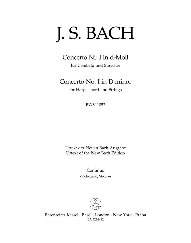 Concerto for Harpsichord and Strings No.1, d minor, BWV.1052 (Violoncello/double bass)