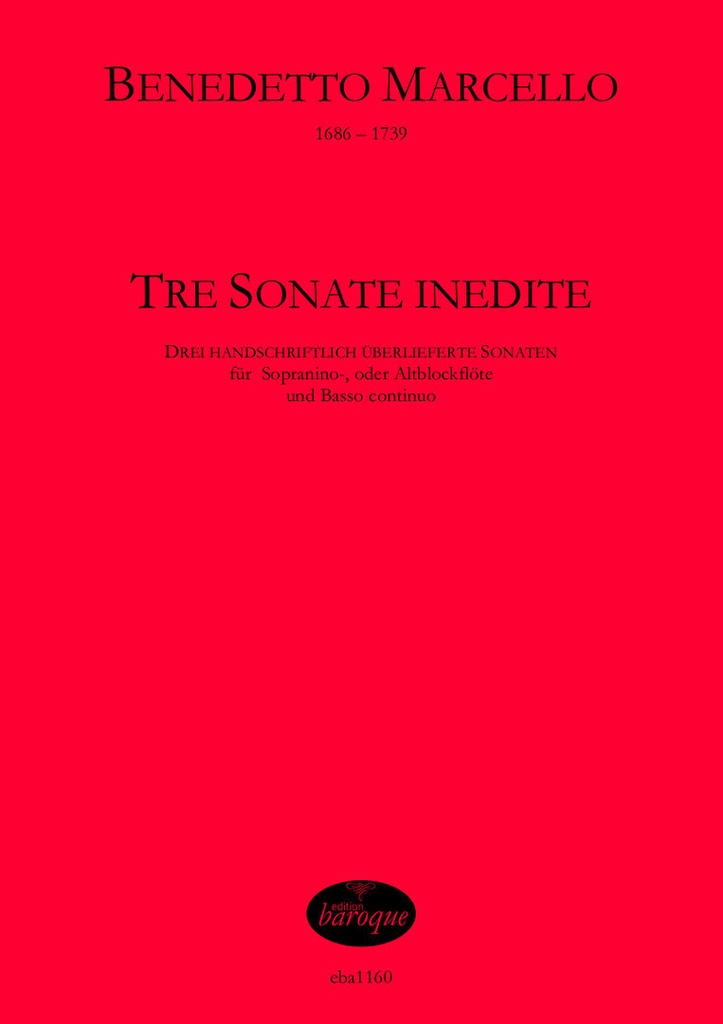 Tre Sonate Inedite für Blockflöte & Basso continuo
