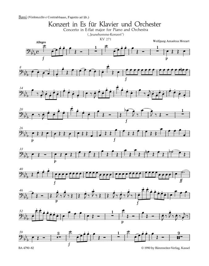 Piano Concerto in E flat, KV.271 (Cello & double bass part)