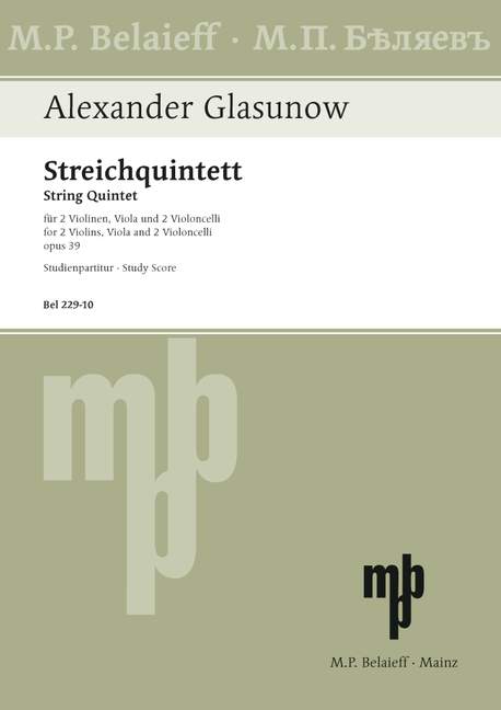Quintet in A Major, Op.39 (Study score)