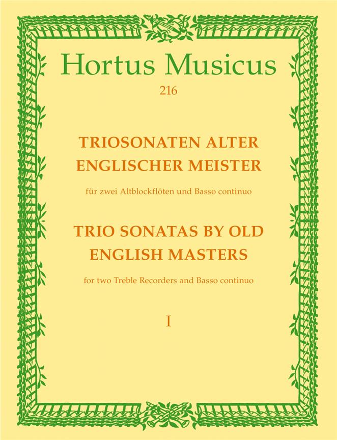 Triosonaten alter englischer Meister für 2 Altblockföte und Basso continuo William Corbett: Sonate C-dur- (- Vol.1) (Set of parts)