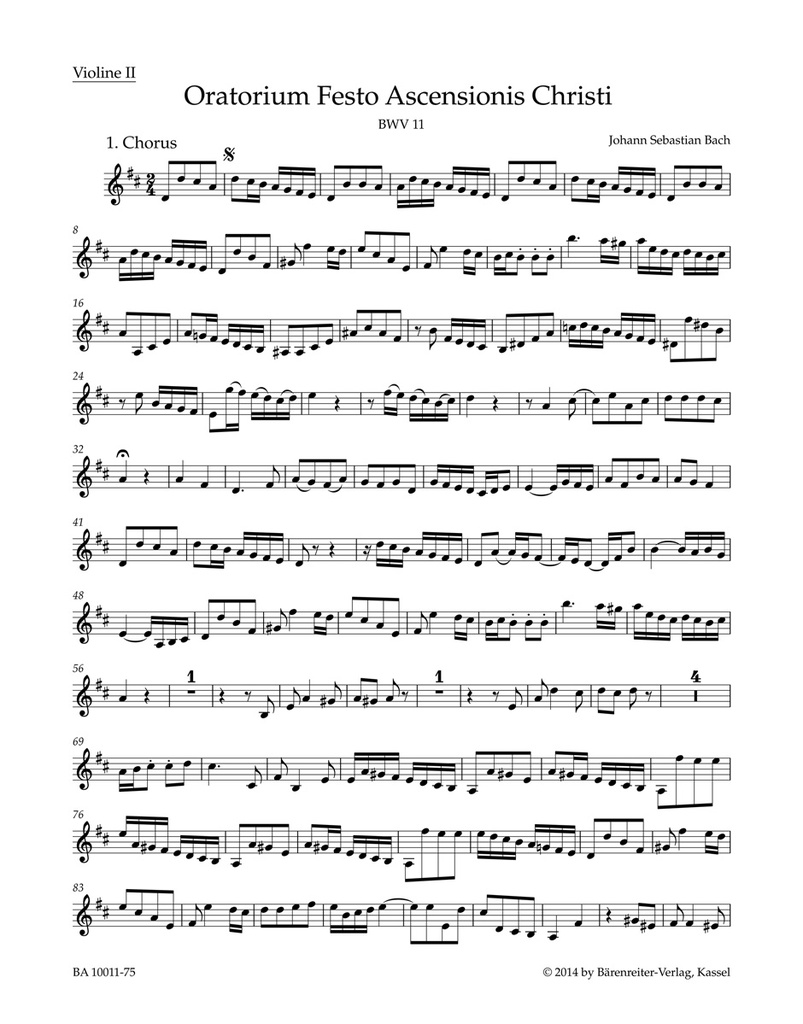 Ascension Oratorio, BWV.11 (Violin 2)