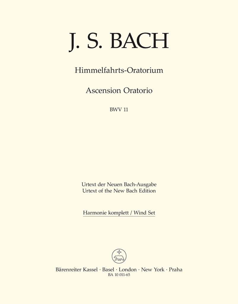 Ascension Oratorio, BWV.11 (Wind parts, Urtext edition)