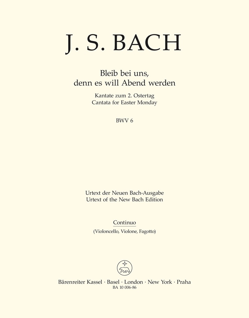 Bleib bei uns, denn es will Abend werden, BWV.6 (Basso continuo )