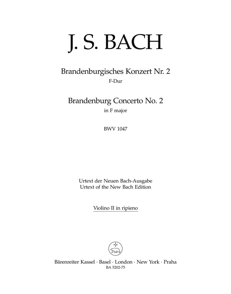 Brandenburg Concerto No.2 F major, BWV.1047 (Violin 2)