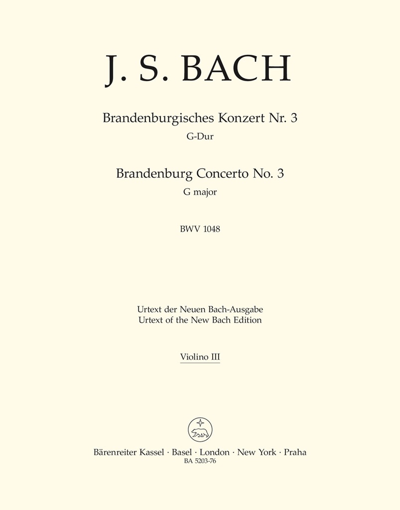 Brandenburg Concerto No.3 G major, BWV.1048 (Violin 3)
