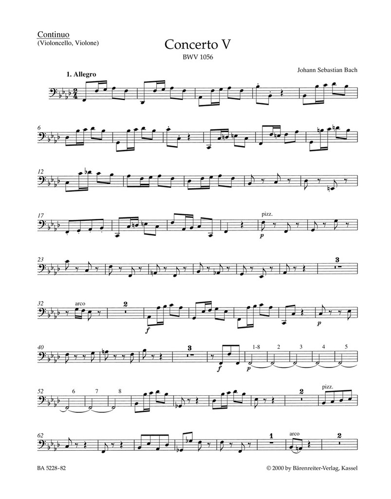 Concerto No.5 F minor, BWV.1056 (Cello / Double bass)