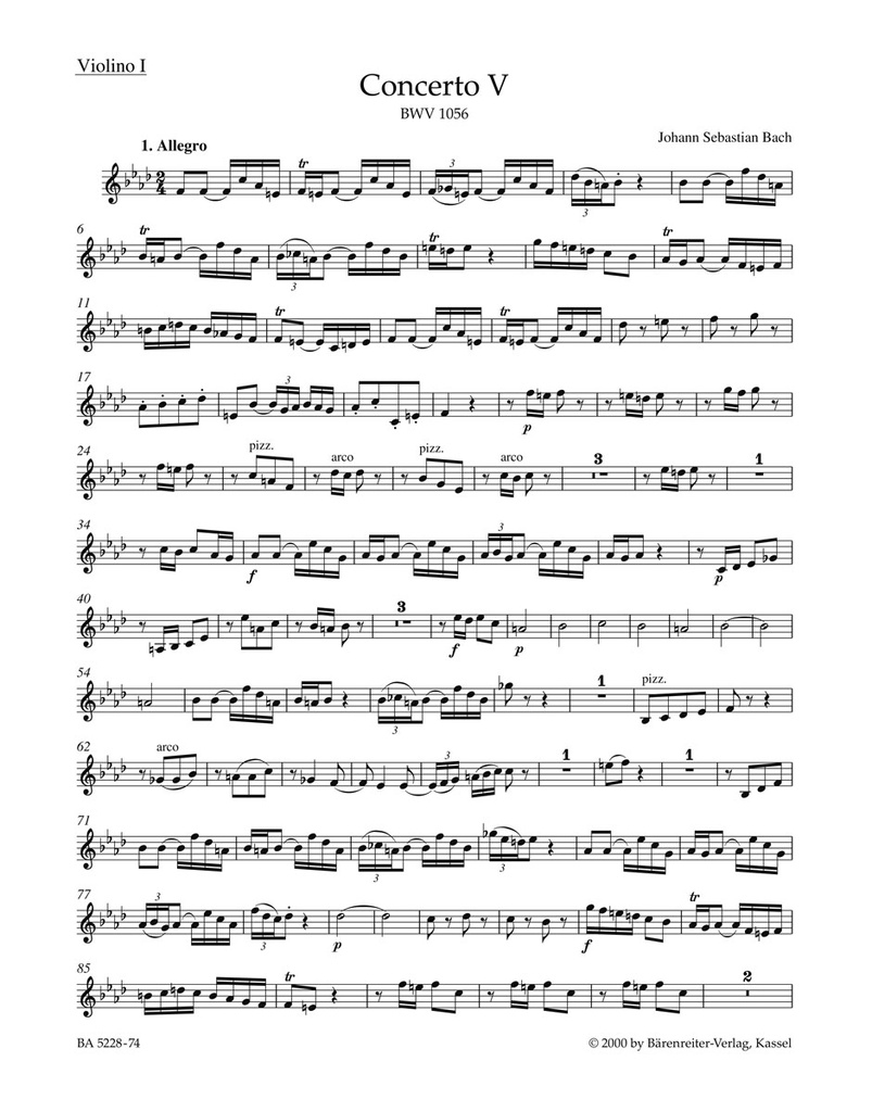 Concerto No.5 F minor, BWV.1056 (Violin 1)