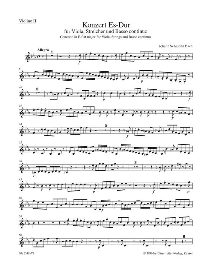 Concerto for Viola, Strings and Basso continuo E-flat major (Violin 2)