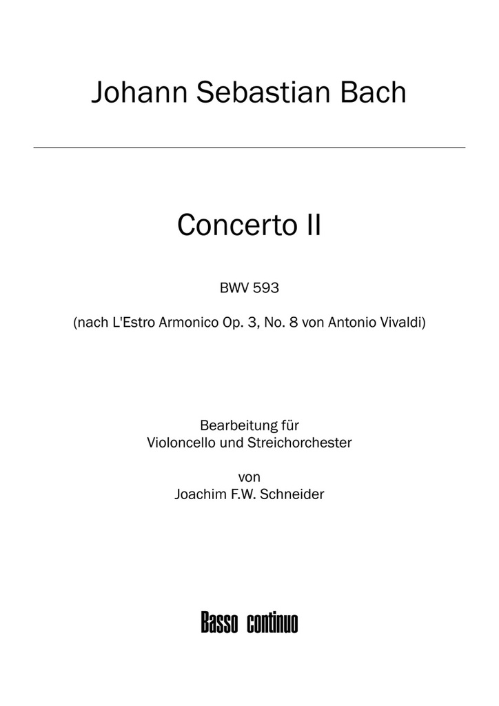 Concerto for Violoncello, Strings and Basso continuo A minor (after, BWV.593) (Basso continuo )