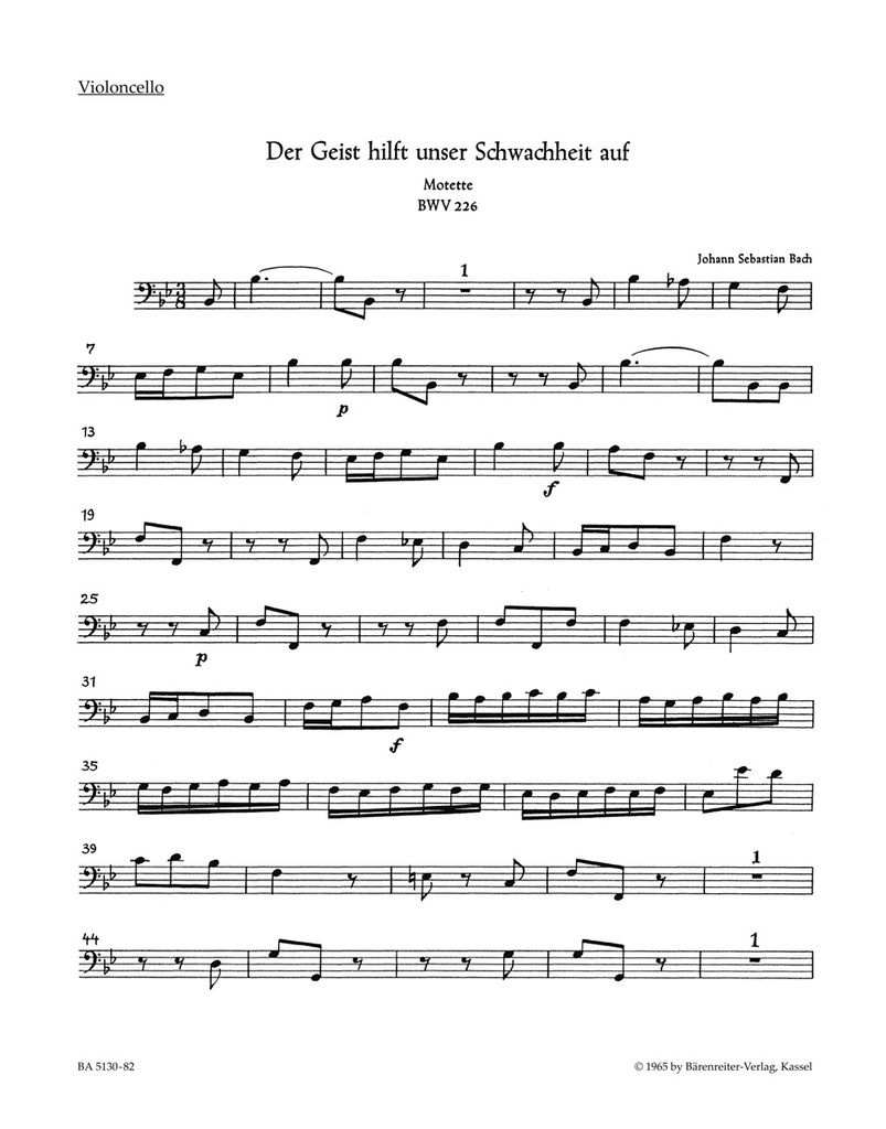 Der Geist hilft unser Schwachheit auf, BWV.226 (Cello)