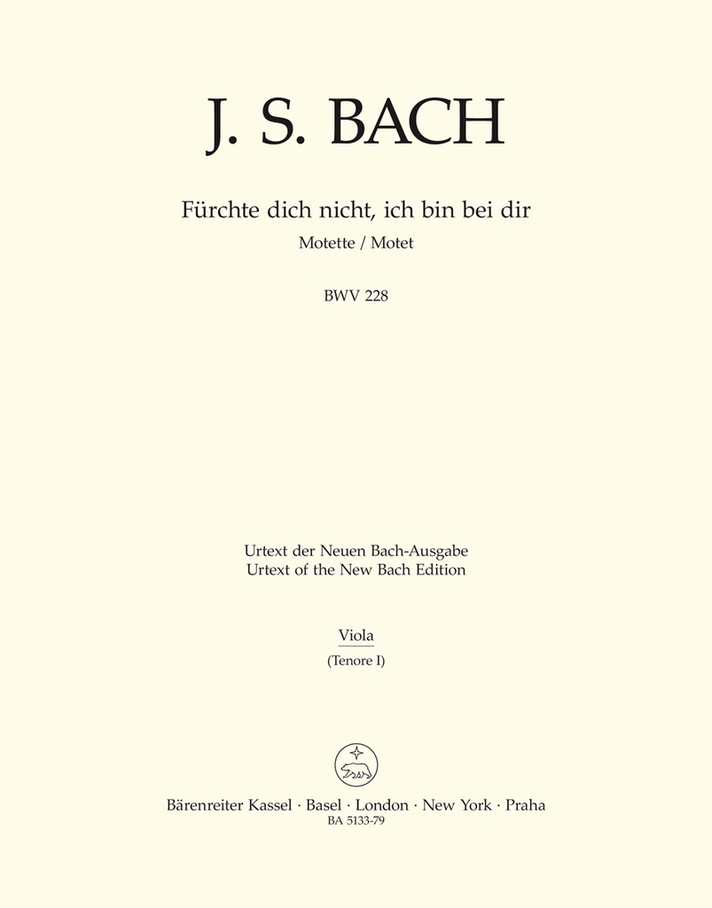 Fuerchte dich nicht, ich bin bei dir for two four-part Mixed choirs A major, BWV.228 (Viola)
