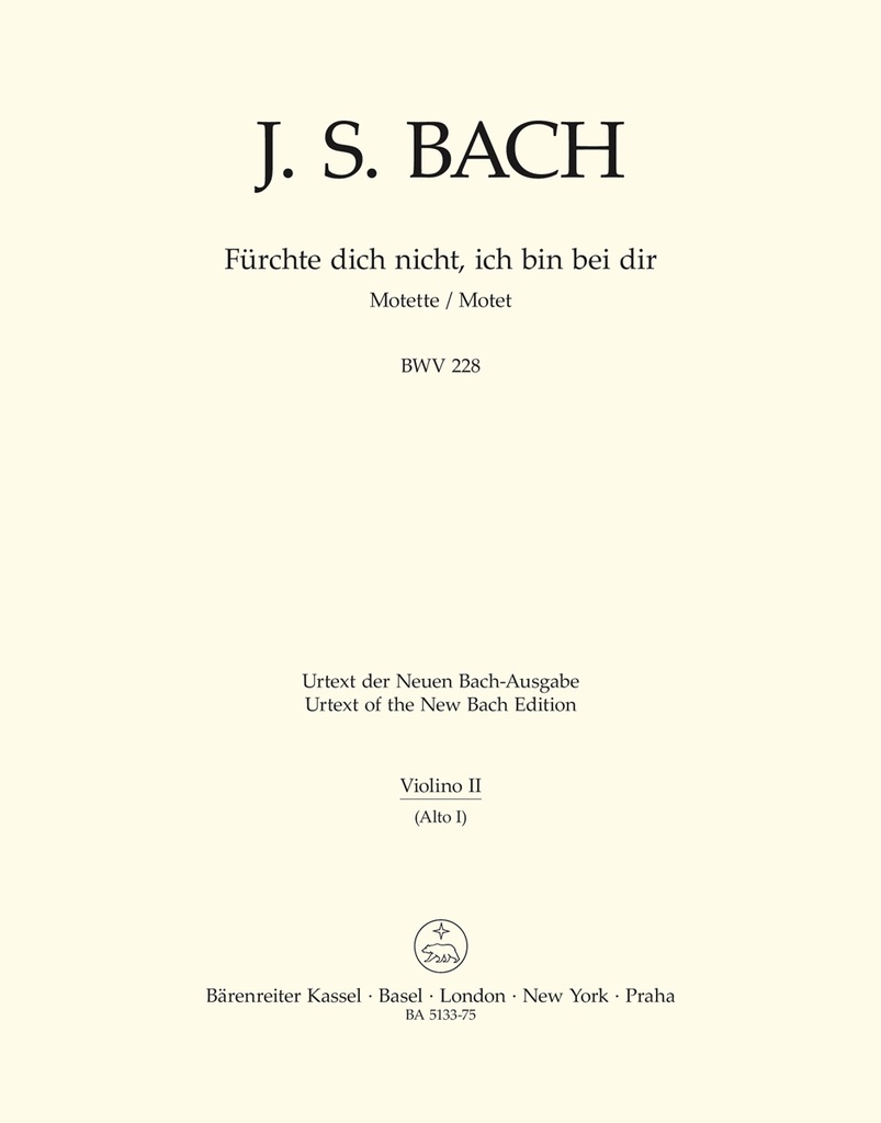 Fuerchte dich nicht, ich bin bei dir for two four-part Mixed choirs A major, BWV.228 (Violin 2)