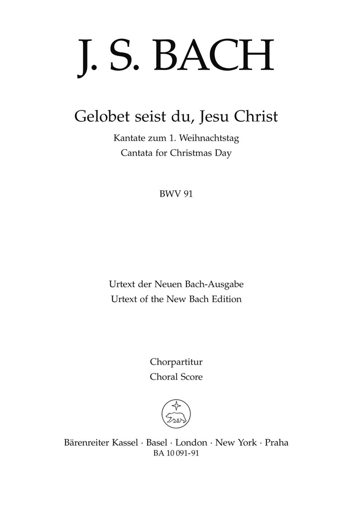 Gelobet seist du, Jesu Christ, BWV.91 (Choral score)