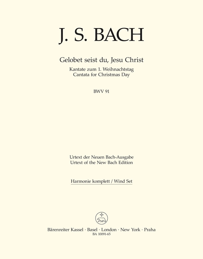 Gelobet seist du, Jesu Christ, BWV.91 (Wind parts, Urtext edition)