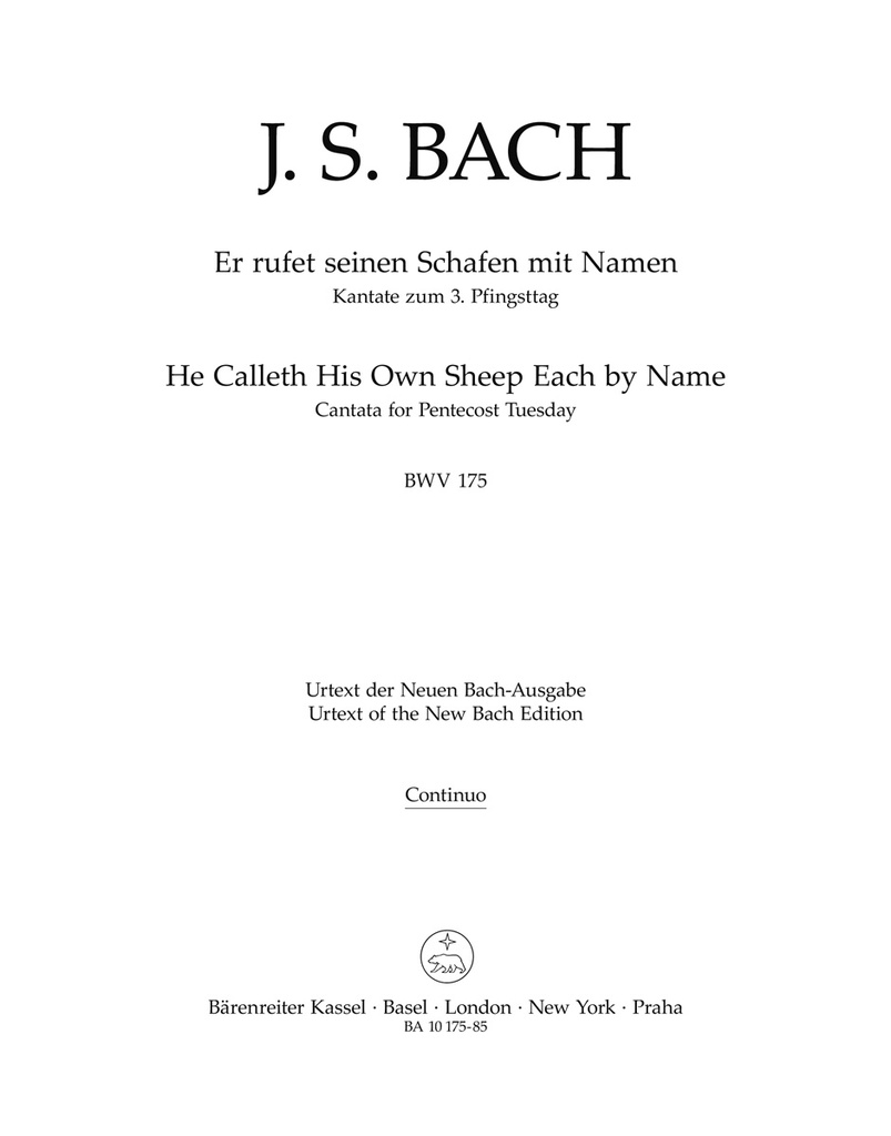 He called His own sheep each by name, BWV.175 (Basso continuo )