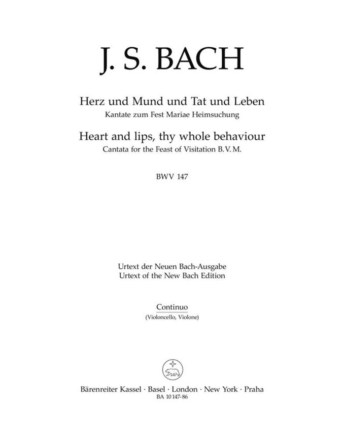 Heart and lips, thy whole behaviour, BWV.147 (Basso continuo)