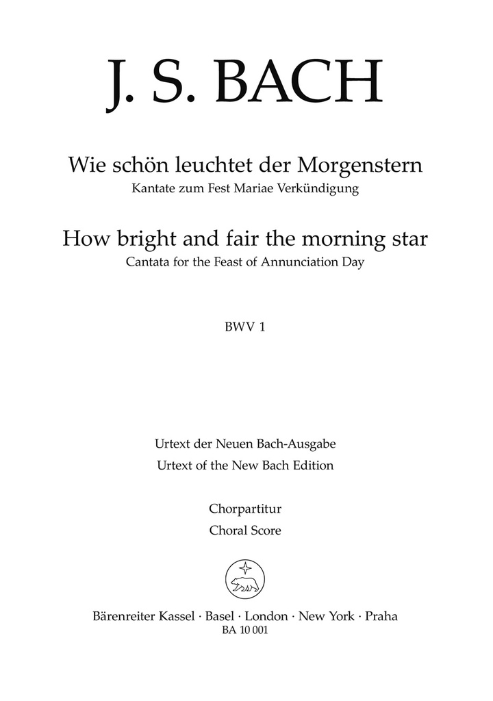 How bright and fair the morning star, BWV.1 (Choral score)