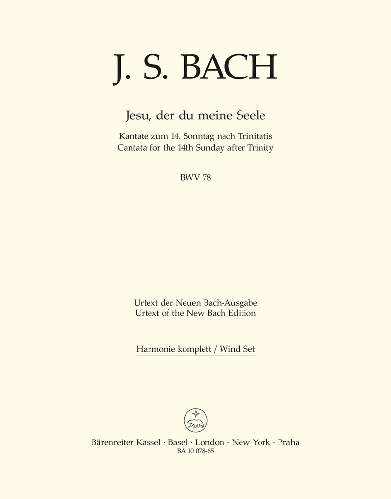 Jesu, by Thy Cross and Passion, BWV.78 (Wind parts, Urtext edition)