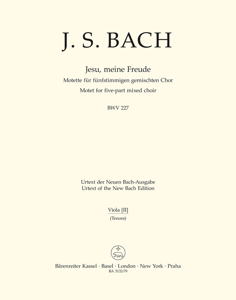 Jesu, meine Freude for five-part Mixed choir E minor, BWV.227 (Viola)