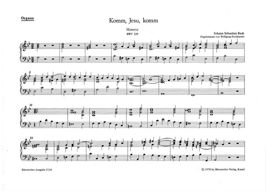 Komm, Jesu, komm, BWV.229 (Organ / BC)