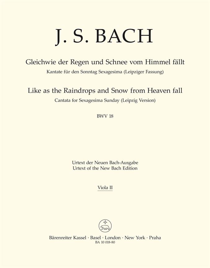 Like as the Raindrops and Snow from Heaven fall, BWV.18 (Leipzig Version) (Viola 2)