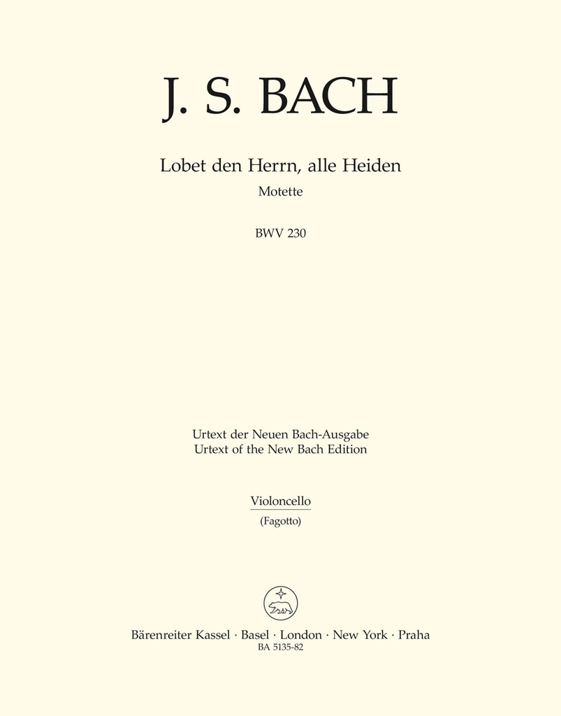 Lobet den Herrn, alle Heiden, BWV.230 (Cello / Bassoon)