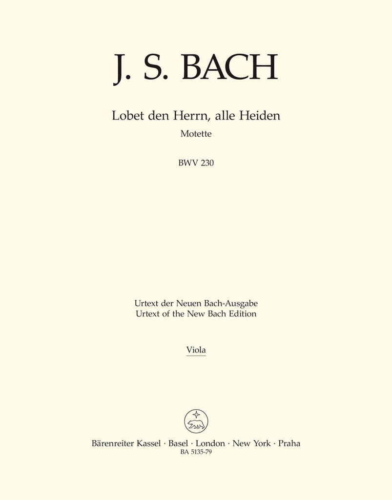 Lobet den Herrn, alle Heiden, BWV.230 (Viola)