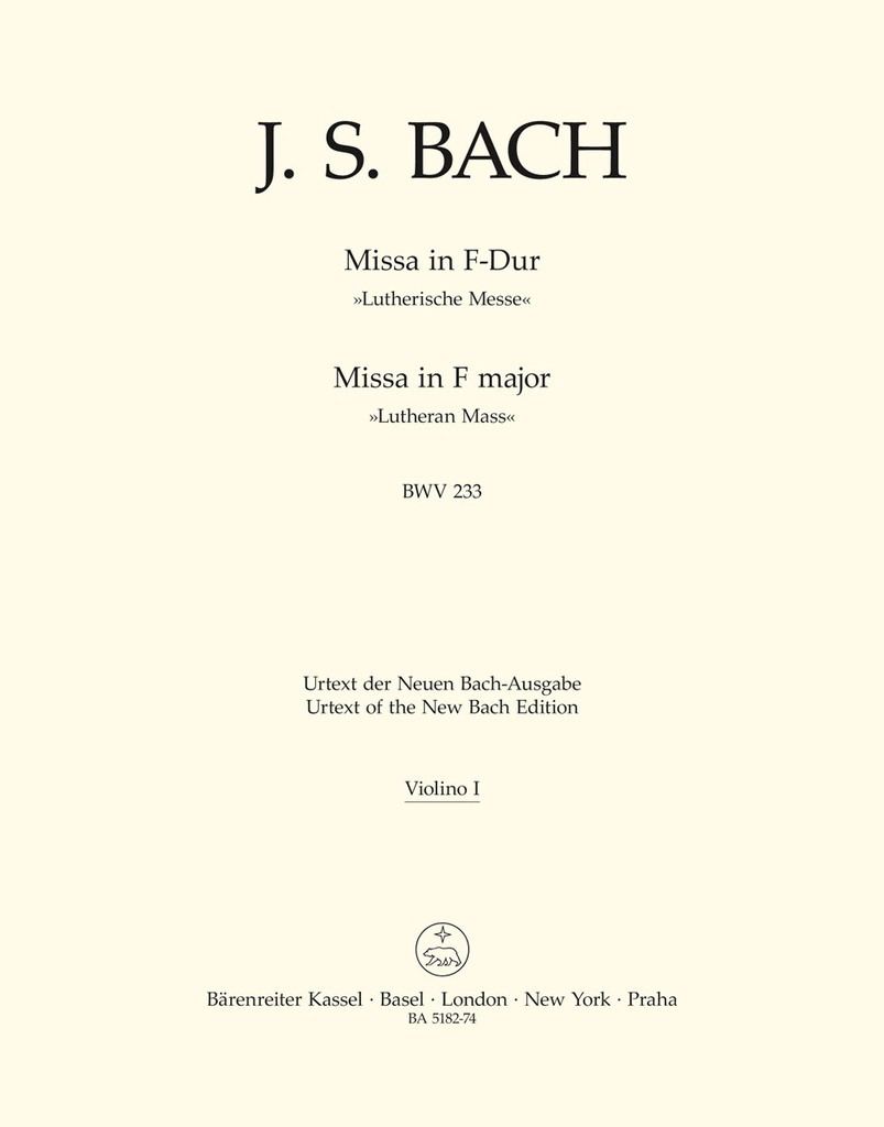 Mass F major, BWV.233 'Lutheran Mass 1' (Violin 1)