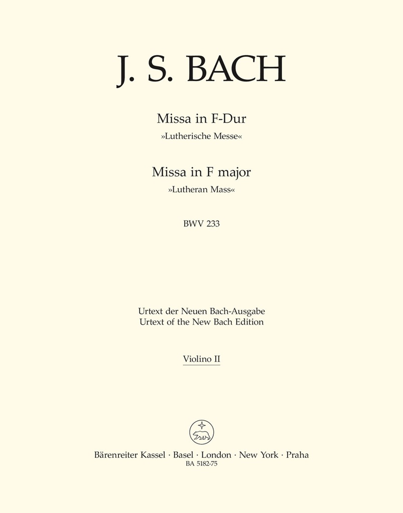 Mass F major, BWV.233 'Lutheran Mass 1' (Violin 2)